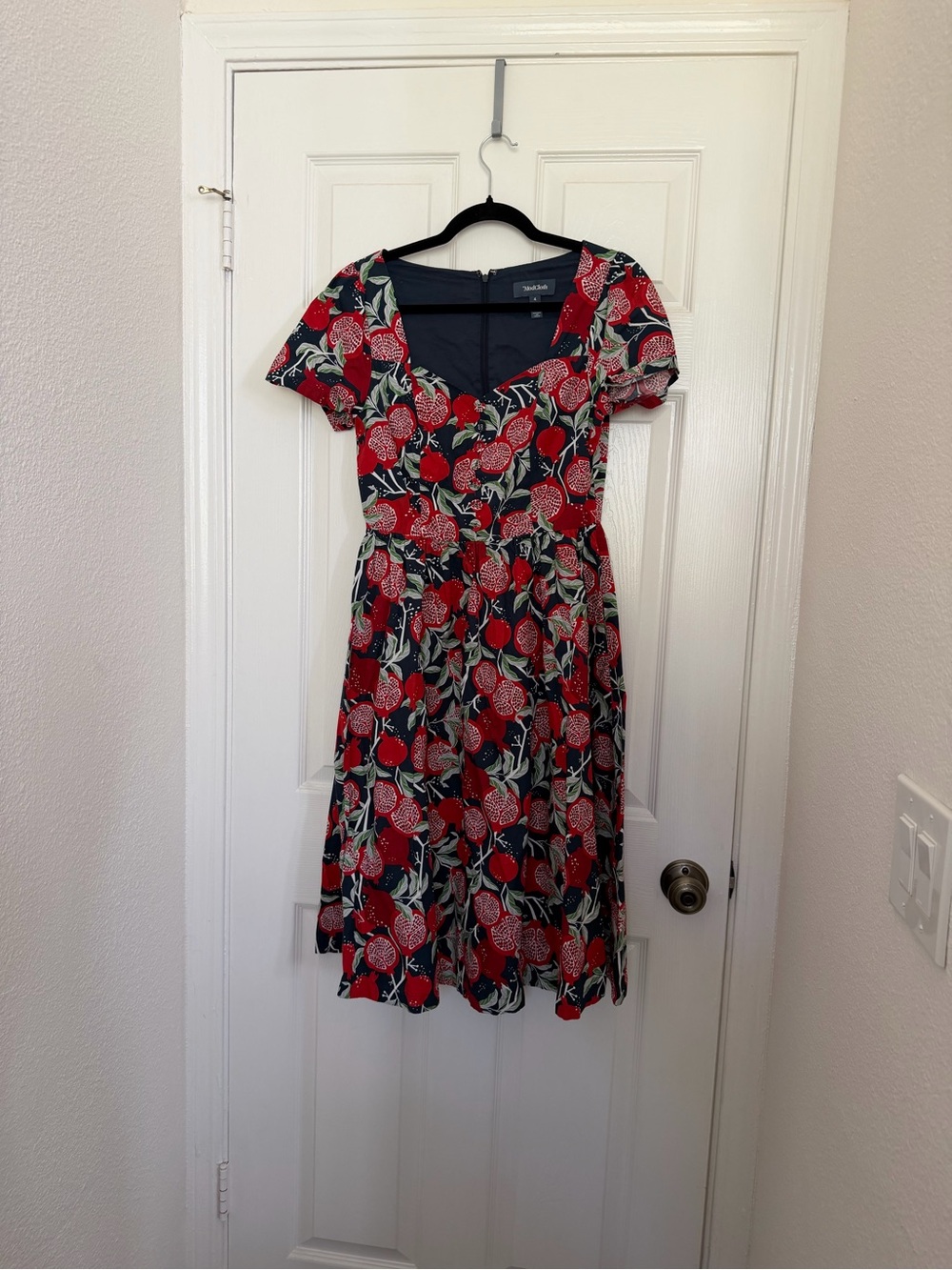 Modcloth Navy Dress with Pomegranate Print